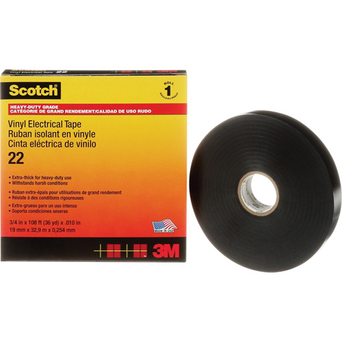 Ruban isolant en vinyle Scotch, 19 mm (3/4") x 33 m (108'), Noir, 10 mils SPOC Demo