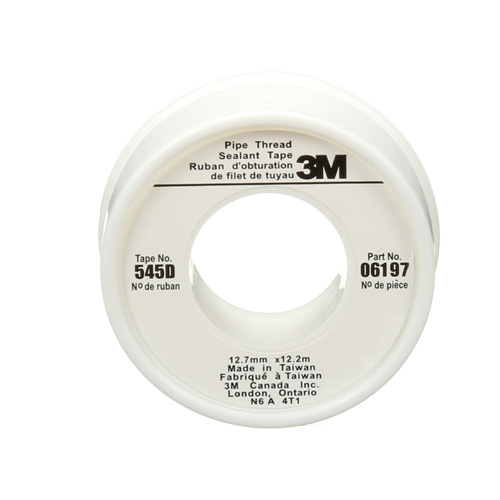 Scotch&reg; Thread Sealant Tape, 480" L x 1/2" W, White SPOC Demo