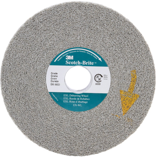 Scotch-Brite EXL Deburring Wheels, 6" x 1", 1" Arbor, Aluminum Oxide SPOC Demo