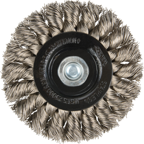 Knot Wire Wheel Brushes - Standard Twist Knot with 1/4" shank, 3" Dia., 0.014" Fill, Stainless Steel SPOC Demo