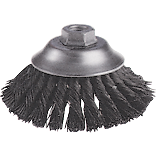 Knot Wire Cup Brushes - Flared Cup Brush, 6" Dia., 0.02" Fill, 5/8"-11 Arbor, Steel SPOC Demo
