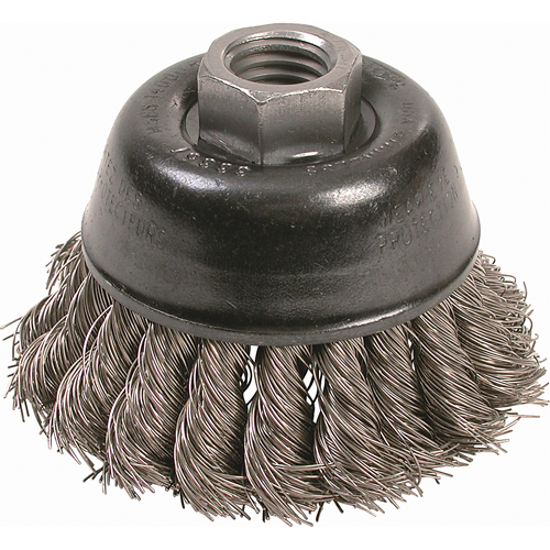 Knot Wire Cup Brushes - High Speed Small Grinder, 2-3/4" Dia. x 5/8"-11 Arbor SPOC Demo