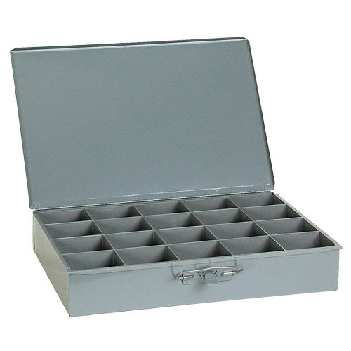 Compartment Scoop Boxes, Steel, 20 Slots, 18" W x 12" D x 3" H, Grey SPOC Demo