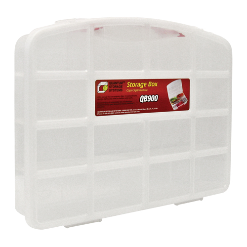 Bac de rangement clair avec compartiments, 13" la x 10-1/4" p x 2-3/8" h, 10 compartiments SPOC Demo
