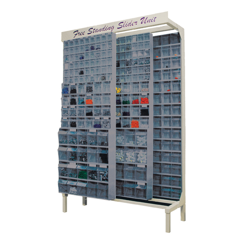 Free-Standing Tip-Out Bins Slider System, 48" W x 18" D x 77" H, 180 Drawers SPOC Demo