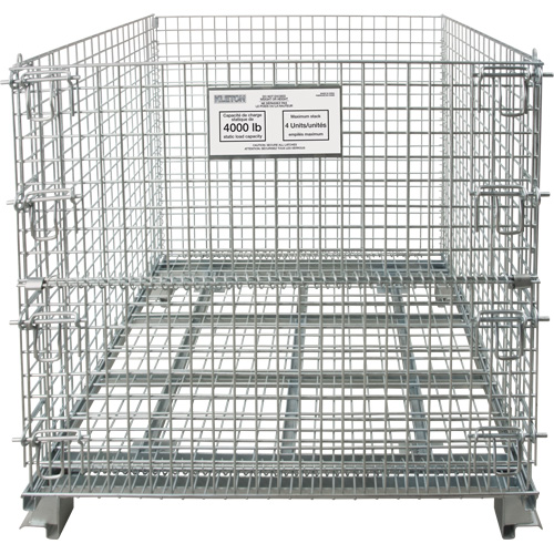 Conteneur repliable en m&eacute;tal grillag&eacute;, 40" la x 32" p x 34" h, Capacit&eacute; de 4000 lb SPOC Demo