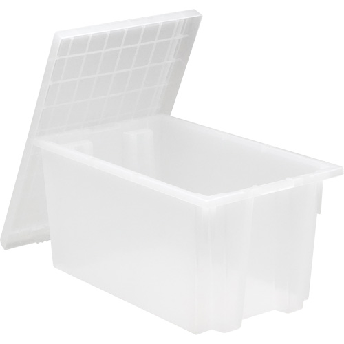 Heavy-Duty Stack & Nest Tote, 15" x 19.5" x 29.5", Clear SPOC Demo
