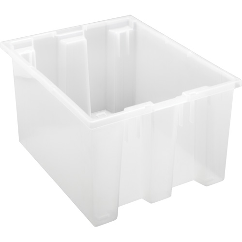 Heavy-Duty Stack & Nest Tote, 10" x 15.5" x 19.5", Clear SPOC Demo