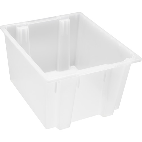 Heavy-Duty Stack & Nest Tote, 13" x 19.5" x 23.5", Clear SPOC Demo