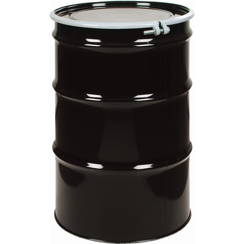 Steel Drums, 55 US gal (45 imp. gal.), Lined, Black, Open Top, 1A2/Y275/S, 18 - 20 Gauge SPOC Demo