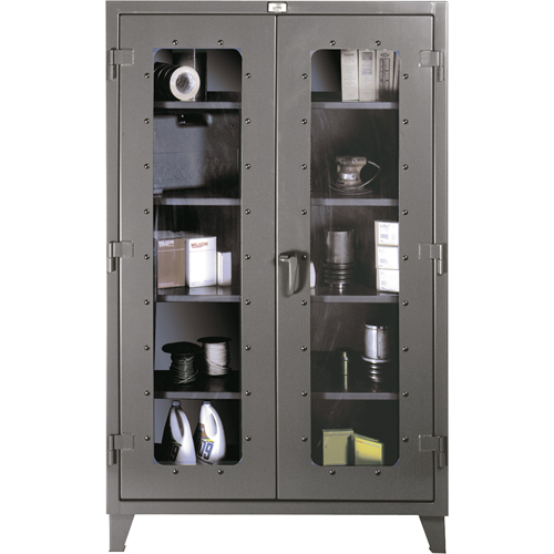 Armoires &agrave; fen&ecirc;tres claires, Acier, 4 Tablettes, 72" h x 48" la x 24" p SPOC Demo