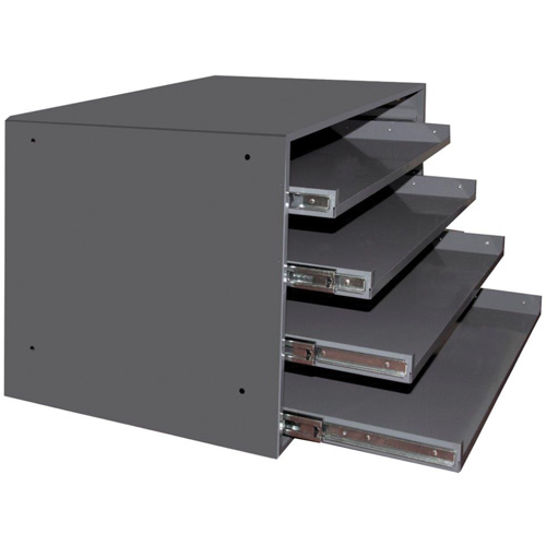 Compartment Box Cabinets, Steel, 4 Slots, 20" W x 15-3/4" D x 15" H, Grey SPOC Demo