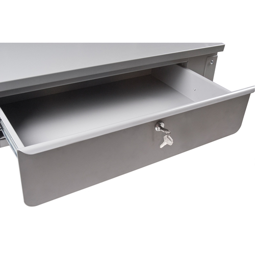 Wall-Mounted Shop Desk, 34-1/2" W x 28" D x 31" H, Grey SPOC Demo