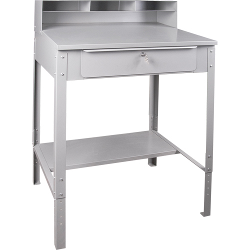 Open Floor Style Shop Desk, 34-1/2" W x 30" D x 53" H, Grey SPOC Demo