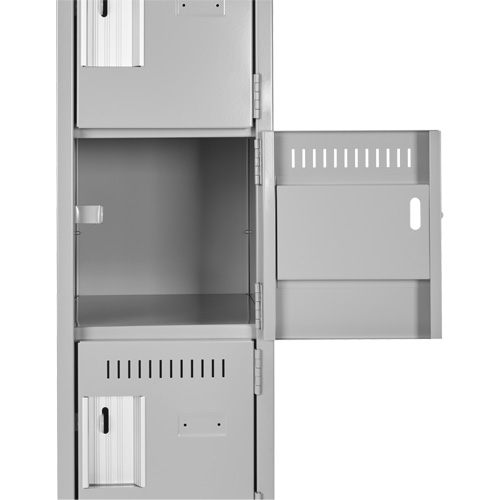Clean Line Lockerette, 6 -tier, Bank of 4, 48" x 18" x 78", Steel, Beige, Rivet (Assembled) SPOC Demo