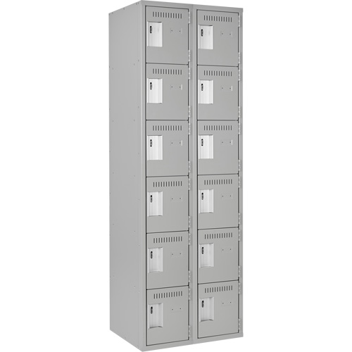 Clean Line Lockerettes, 6 -tier, Bank of 2, 24" x 18" x 72", Steel, Grey, Rivet (Assembled) SPOC Demo