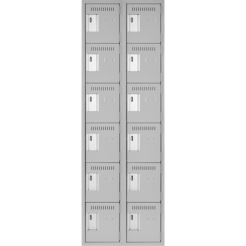 Clean Line Lockerettes, 6 -tier, Bank of 2, 24" x 18" x 72", Steel, Grey, Rivet (Assembled) SPOC Demo