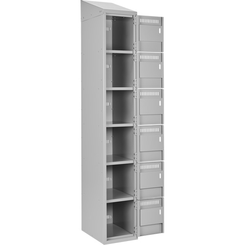 Clean Line Lockerette , 6 -tier, Bank of 4, 48" x 18" x 78", Steel, Grey, Rivet (Assembled) SPOC Demo