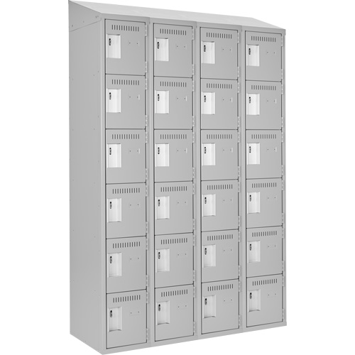 Clean Line Lockerette , 6 -tier, Bank of 4, 48" x 18" x 78", Steel, Grey, Rivet (Assembled) SPOC Demo
