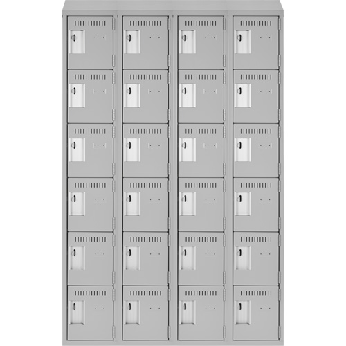 Clean Line Lockerette , 6 -tier, Bank of 4, 48" x 18" x 78", Steel, Grey, Rivet (Assembled) SPOC Demo