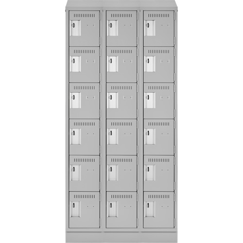 Clean Line Lockerette, 6 -tier, Bank of 3, 36" x 18" x 82", Steel, Grey, Rivet (Assembled) SPOC Demo