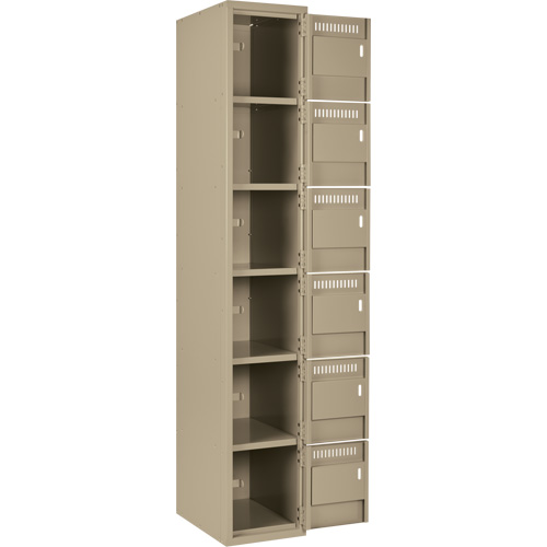 Petits casiers Clean Line, 6 niveaux, Bloc de 4, 48" x 18" x 72", Acier, Beige, Rivet (assembl&eacute;) SPOC Demo