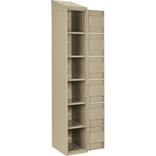 Clean Line Lockerette, 6 -tier, Bank of 4, 48" x 18" x 78", Steel, Beige, Rivet (Assembled) SPOC Demo
