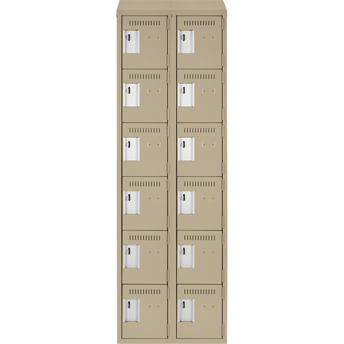 Clean Line Lockerette, 6 -tier, Bank of 2, 24" x 18" x 78", Steel, Beige, Rivet (Assembled) SPOC Demo