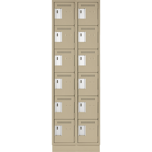 Clean Line Lockerette, 6 -tier, Bank of 2, 24" x 18" x 76", Steel, Beige, Rivet (Assembled) SPOC Demo