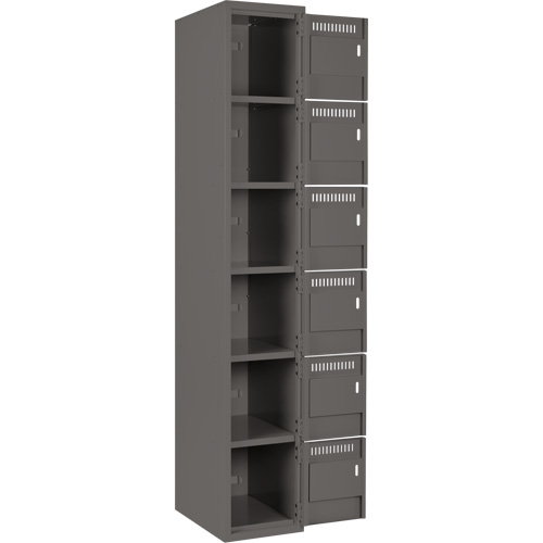 Clean Line Lockerette, 6 -tier, Bank of 3, 36" x 18" x 72", Steel, Charcoal, Rivet (Assembled) SPOC Demo