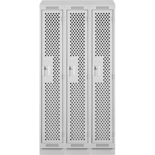 Casiers Clean Line, Bloc de 3, 36" x 18" x 82", Acier, Gris, Rivet (assembl&eacute;), Perfor&eacute; SPOC Demo