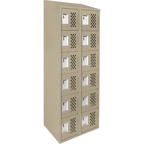 Assembled Lockerettes Clean Line Perforated Economy Lockers, 6 -tier, Bank of 2, 18" x 72" x 12", Steel SPOC Demo