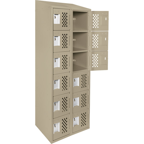 Assembled Lockerettes Clean Line Perforated Economy Lockers, 6 -tier, Bank of 2, 18" x 72" x 12", Steel SPOC Demo