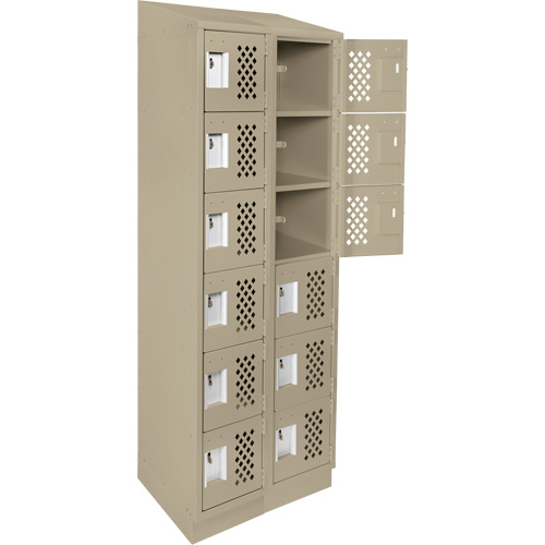 Assembled Lockerettes Clean Line Perforated Economy Lockers, 6 -tier, Bank of 2, 18" x 72" x 12", Steel SPOC Demo