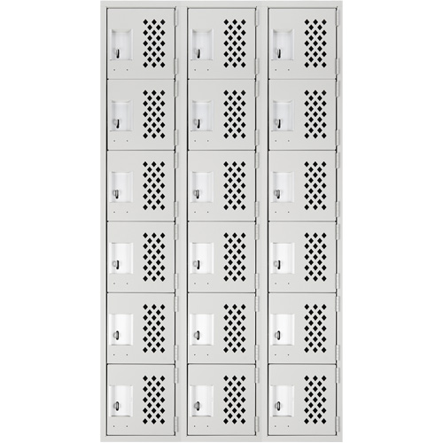 Clean Line Lockerettes, 6 -tier, Bank of 3, 18" x 72" x 12", Steel SPOC Demo