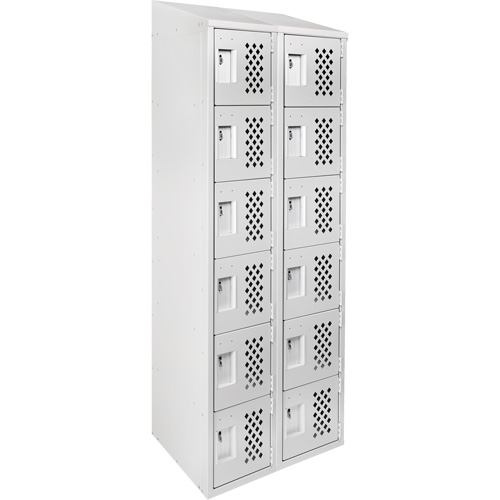 Clean-Line Perforated Lockerette, 6 -tier, Bank of 2, 12" x 72" x 12", Steel SPOC Demo