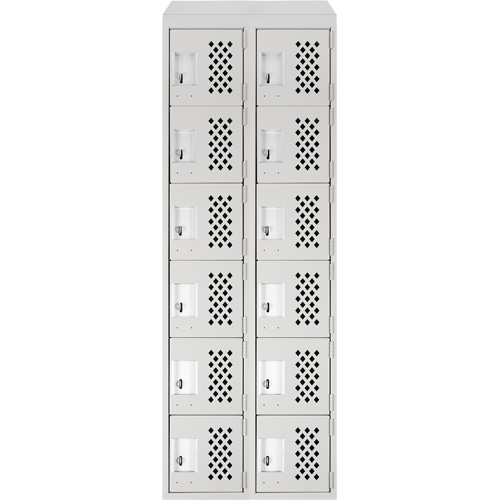 Clean-Line Perforated Lockerette, 6 -tier, Bank of 2, 12" x 72" x 12", Steel SPOC Demo