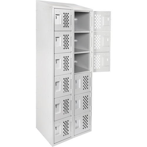Clean-Line Perforated Lockerette, 6 -tier, Bank of 2, 12" x 72" x 12", Steel SPOC Demo