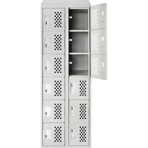 Clean-Line Perforated Lockerette, 6 -tier, Bank of 2, 12" x 72" x 12", Steel SPOC Demo