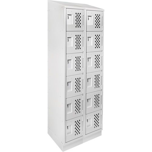 Assembled Lockerettes Clean Line Perforated Economy Lockers, 6 -tier, Bank of 2, 18" x 72" x 12", Steel SPOC Demo