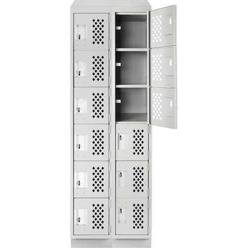 Assembled Lockerettes Clean Line Perforated Economy Lockers, 6 -tier, Bank of 2, 18" x 72" x 12", Steel SPOC Demo