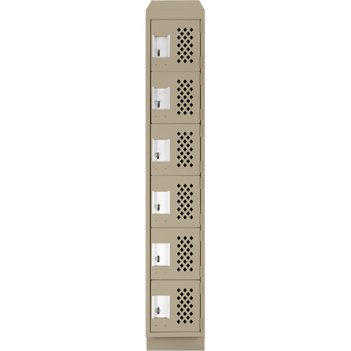 Assembled Lockerettes Clean Line Perforated Economy Lockers, 6 -tier, 18" x 72" x 12", Steel SPOC Demo