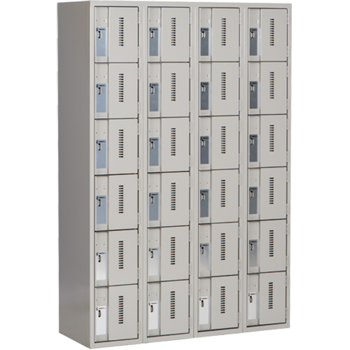 Concorde Heavy-Duty Lockers, 6 -tier, Bank of 4, 48" x 18" x 72", Steel, Grey, Welded (Assembled) SPOC Demo