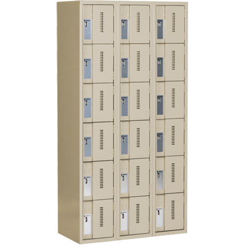 Casiers robustes Concorde, 6 niveaux, Bloc de 3, 36" x 18" x 72", Acier, Beige, Soud&eacute; (assembl&eacute;) SPOC Demo