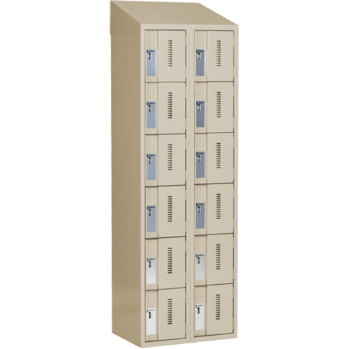 Concorde Heavy-Duty Lockers, 6 -tier, Bank of 2, 24" x 18" x 78", Steel, Beige, Welded (Assembled) SPOC Demo