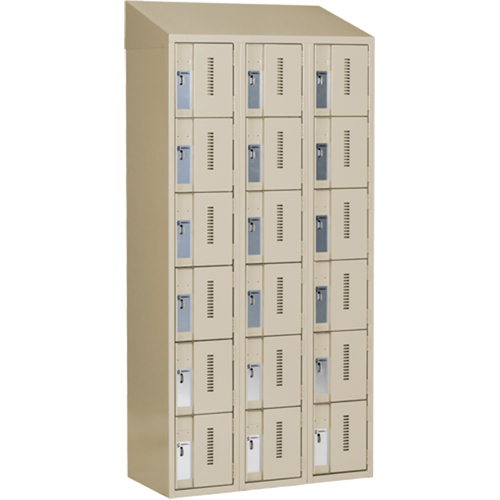 Casiers robustes Concorde, 6 niveaux, Bloc de 3, 36" x 18" x 78", Acier, Beige, Soud&eacute; (assembl&eacute;) SPOC Demo
