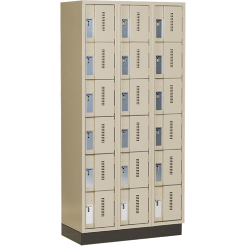 Casiers robustes Concorde, 6 niveaux, Bloc de 3, 36" x 18" x 76", Acier, Beige, Soud&eacute; (assembl&eacute;) SPOC Demo