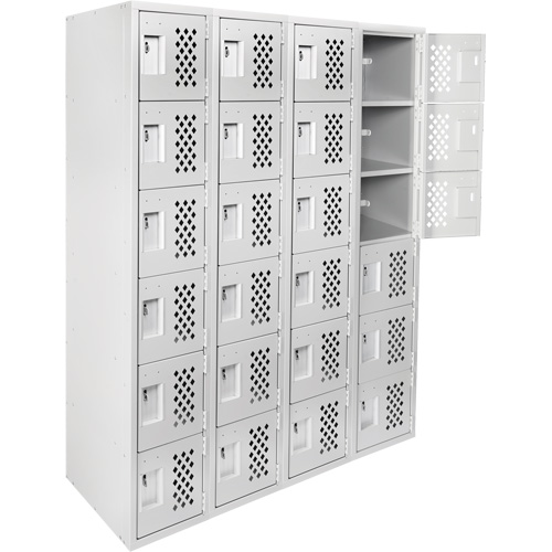 Petits casiers Clean Line, 6 niveaux, Bloc de 4, 18" x 72" x 12", Acier SPOC Demo