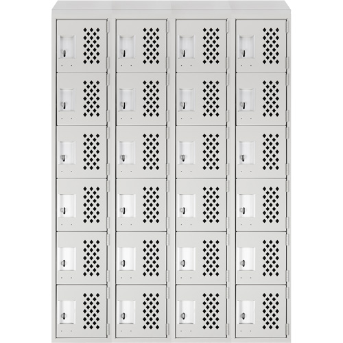 Assembled Clean Line Perforated Economy Lockers, 6 -tier, Bank of 4, 18" x 72" x 12", Steel SPOC Demo