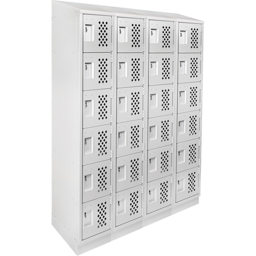 Casiers &eacute;conomiques perfor&eacute;s et assembl&eacute;s Clean Line, 6 niveaux, Bloc de 4, 18" x 72" x 12", Acier SPOC Demo